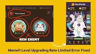 Memefi Level Upgrade Rate Limited Error Fixed  Memefi Level Upgrade Not working [upl. by Anyehs]