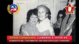 ⭐️ 🔴 AUDIO histórico de JULIETA CAMPUSANO llamando a votar NO en Plebiscito de 1988 Chile 🇨🇱 ✊🏽 [upl. by Gaylord]