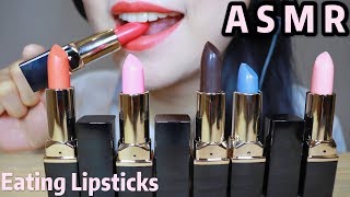 ASMR EATING EDIBLE LIPSTICKS Chocolate ASMR  먹는 립스틱 리얼사운드 먹방  食用口紅を食べる  asmr edible  咀嚼音  Abbey [upl. by Nytsua]