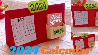 DIY Calendar 2024  How To Make Calendar  Desk Calendar Making Ideas [upl. by Glinys]