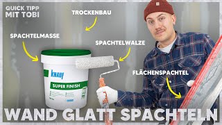 WAND GLATT SPACHTELN mit SPACHTELWALZE Einfacher als mit Kelle und Traufel  Quick Tipp 06 [upl. by Aelem]