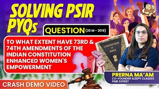 73rd amp 74th Constitutional Amendments Impact on Women in India  PSIR Optional  Sleepy Classes IAS [upl. by Aldon]