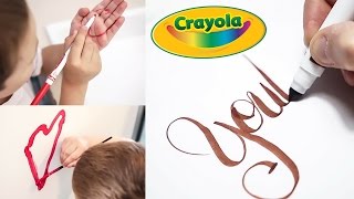 DOPPIA SFIDA CRAYOLA i LAVABILISSIMI  CALLIGRAFIA con PENNARELLO [upl. by Nicolais541]