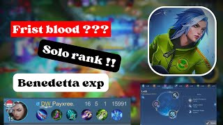 GAMEPLAY BENEDETTA EXP SOLO RANKED DI MYTIC  TUTORIAL BENEDETTA FIRST BLOOD 🔥 [upl. by Aisercal782]