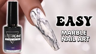 BLACK  WHITE MARBLE NAILS 🖤 The EASIEST Way to Marble  Nail Tutorial [upl. by Rania]