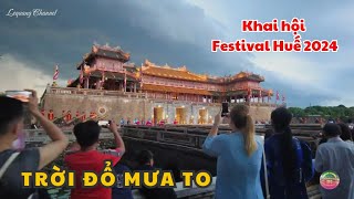 Trời đổ mưa to trước giờ khai mạc Tuần lễ Festival Huế 2024 I Lequang Channel [upl. by Enaek959]