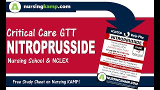 What is Nitroprusside Nipride Medications Nursing KAMPs ICU Gtt NCLEX 2020 [upl. by Walcott776]