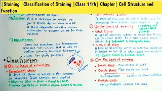 Staining Classification of Staining Class 11th Chapter Cell Structure and Function [upl. by Eiramanin372]