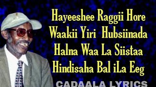 Ustaad Faysal Cumar Mushteeg Heestii Heedhe Gabadh Yahay Heedhe Lyrics [upl. by Weywadt]