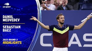 Daniil Medvedev vs Sebastian Baez Highlights  2023 US Open Round 3 [upl. by Urbannai]