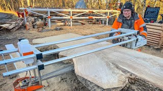 Experience the Thrill of Chainsaw Milling Watch as Sawmill Turns Raw Logs into Stunning Slabs [upl. by Ecnaiva]