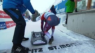 IBSF  Mens Skeleton World Cup 20132014  St Moritz Heat 1 Race 1 [upl. by Ahsenod]