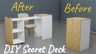 Smart And Stylish Secret Folding Desk Woodworking  Perfect for Small Spaces [upl. by Arin]