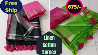 Linen Saree  Linen cotton sarees  Resellers  Sarees Online Shopping  Silkweds [upl. by Hadwin]