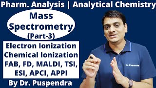 Part 3 Ionization Techniques in Mass Spectrometry  EI CI FAB FD MALDI TSI ESI APCI APPI [upl. by Lledrev]