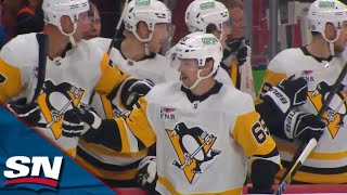 Erik Karlsson Fires Home First Goal With Penguins Off Great Feed From Sidney Crosby [upl. by Eislek]