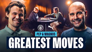 WHEN GENIUSES MEET  Pep meets Chess Grandmaster Magnus Carlsen [upl. by Awad50]