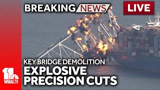 LIVE from SkyTeam 11 Explosive precision cuts to Key Bridge wreckage  wbaltvcom [upl. by Neema]