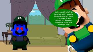 Dark Lego Luigi Says quotYes Coconut Freds Fruit Salad Islandquot  Grounded [upl. by Danell206]