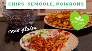 CHIPS DE LÉGUMES POIVRONS RÔTIS SEMOULE AU CHOU ROUGE  3 recettes SANS GLUTEN  LUNDI VERT n°95 [upl. by Moyer]