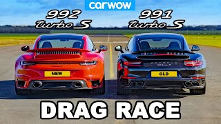 Porsche 911 Turbo S 992 v 991  DRAG RACE New v Old [upl. by Teena]