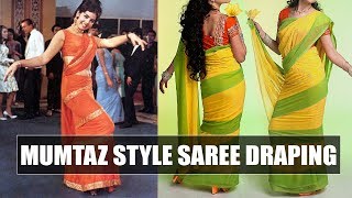 How to drape Mumtaz style saree  Say swag [upl. by Leffen]