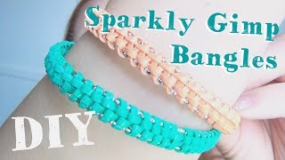 DIY Sparkly Gimp Bangles ♥ Plastic Lace Boondoggle Jewelry [upl. by Abil]