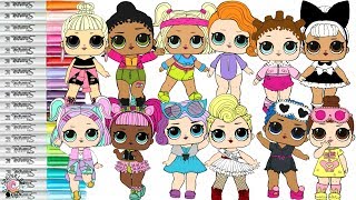 LOL Surprise Dolls Coloring Book Compilation Block Party BB Agent Baby Sailor QT Luxe Fyre Ice [upl. by Noinatrad]