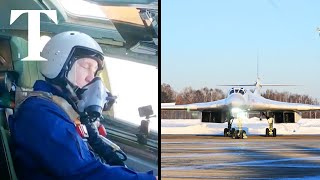 Putin flies Russian supersonic nuclear bomber in Kazan [upl. by Alit582]