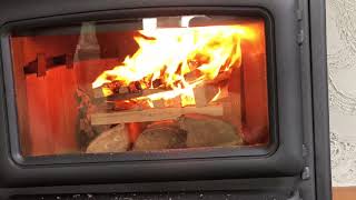 Topdown fire starting method in a Pacific Energy Summit wood stove [upl. by Pasia282]