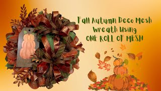 Fall Autumn Deco Mesh Wreath ONE ROLL OF MESH Crafting with Hard Working Mom How to [upl. by Devina]