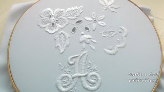 HAND EMBROIDERY monogram quotAquot Easy Satin stitch [upl. by Dawson431]