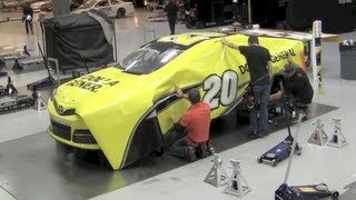 How NASCAR race cars get their color  Matt Kenseths Dollar General Toyota Camry wrap [upl. by Ikcaj355]