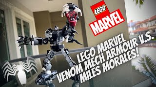 JJ Primes LEGO Builds LEGO Marvel Venom Mech Armour VS Miles Morales [upl. by Enyr770]