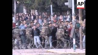 KOSOVO MITROVICA PROTESTORS CLASH WITH KFOR TROOPS [upl. by Akiehsal]