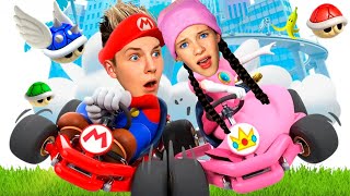 Can Charli beat Prezley in Mario Kart Prezley VS Charli Sis Vs Bro [upl. by Yeldud]