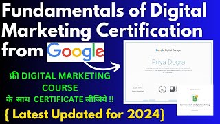 How to become Google Digital Marketing Certified Professional  Google Free Courses 2024 [upl. by Aivatnuahs]