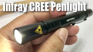 INFRAY LED PocketSized Pen Light Flashlight with Super Bright CREE XPE2 R4 Review [upl. by Lilias498]