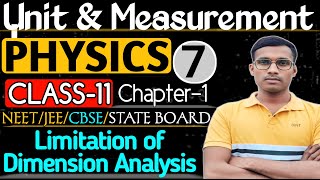 Unit amp Measurement7  NEET amp JEE Class  11 Physics Limitation of Dimension Analysis  Gyan Singh [upl. by Garap]