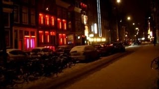 Amsterdams Red Light Districts in snow all 3 [upl. by Gavrah359]