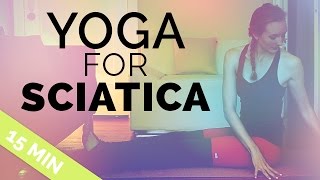 15 Minute Yoga For Sciatica and Back Pain Tight Hamstrings Class  Fightmaster Yoga Videos [upl. by Abernon]