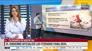 Calendario en Argentina el Gobierno oficializó los feriados para 2024 [upl. by Atlas967]