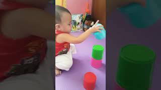 Stacking plastic cups  Stacking Cups  Baby  Toddlers Activities  NaBadtrip si bunso [upl. by Coralie766]