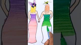 Which one You like 💜💚 creative art shorts [upl. by Adniral]