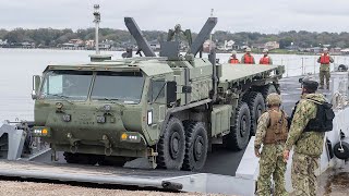 US Marines begin offloading lighterage equipment off USNS during MPFEX 20 [upl. by Dloreh142]