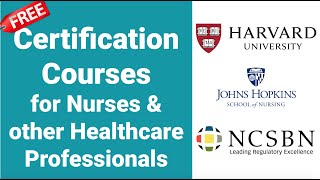 FREE Certification Courses for NURSES amp other Healthcare Professionals Part 1  Nurse Resumé [upl. by Nace]