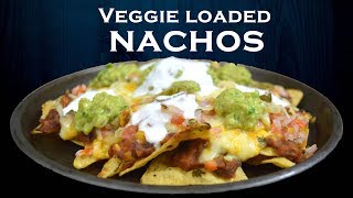 Veggie Loaded Nachos  Cheesy nachos  Refried beans from scratch  Simply Yummylicious [upl. by Idel]