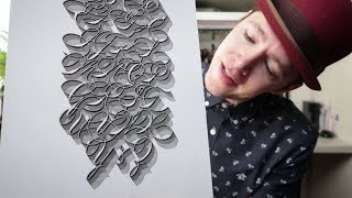 16 HOUR Hand Lined 3D Calligraphy Alphabet [upl. by Aoniak350]