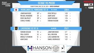 Liversedge CC 1st XI v Moorlands CC Yorkshire 1st XI [upl. by Kachine255]