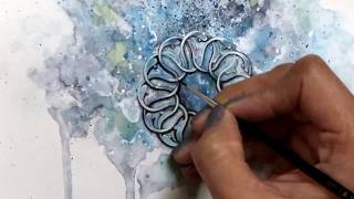 Watercolour speed painting  Iznik geometry pattern by Maaida Noor [upl. by Izogn]